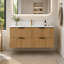 Meuble-lavabo flottant 48 po avec évier intégré en acrylique, 4 tiroirs à fermeture en douceur, décorations en bois massif et conception murale flottante