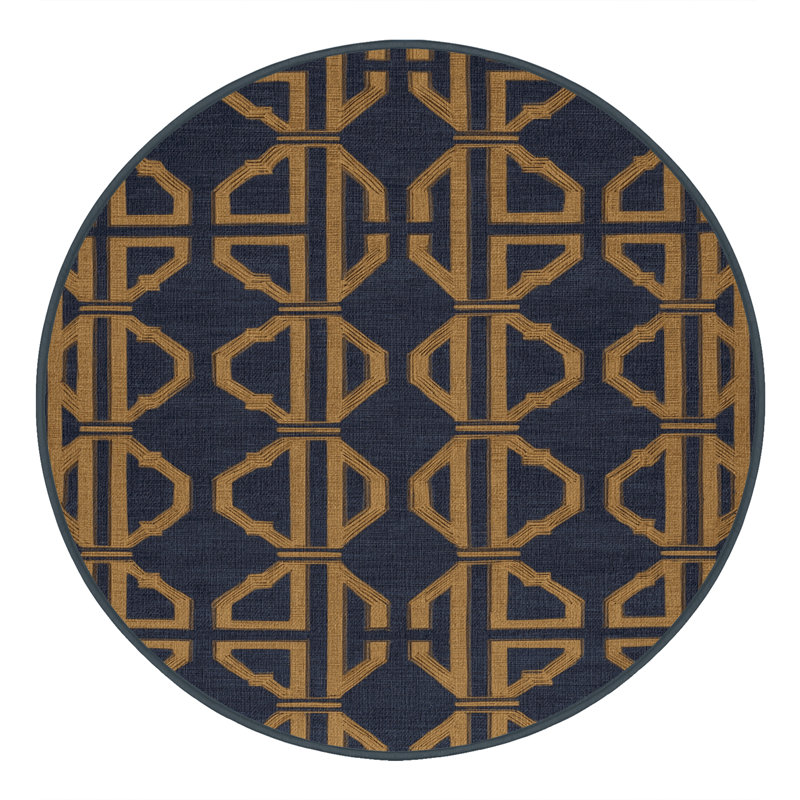 Machine Washable Trellis Grey Area Rug, Round 5'