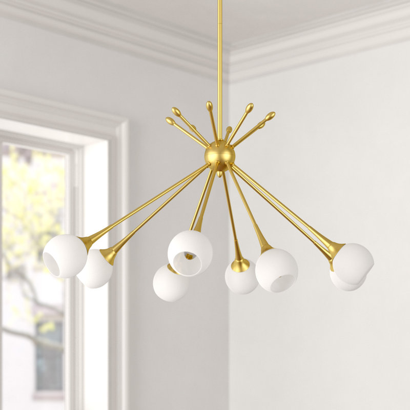 Lustre sphérique Spoutnik à 8 lumières Aubriaunna, Miel doré