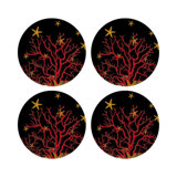 Coral Reef White Pink Vegan Leather Round Coasters