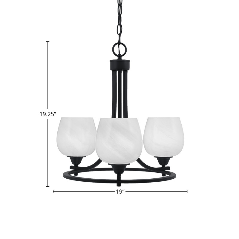 Paramount 3 Light Uplight Chandelier, White