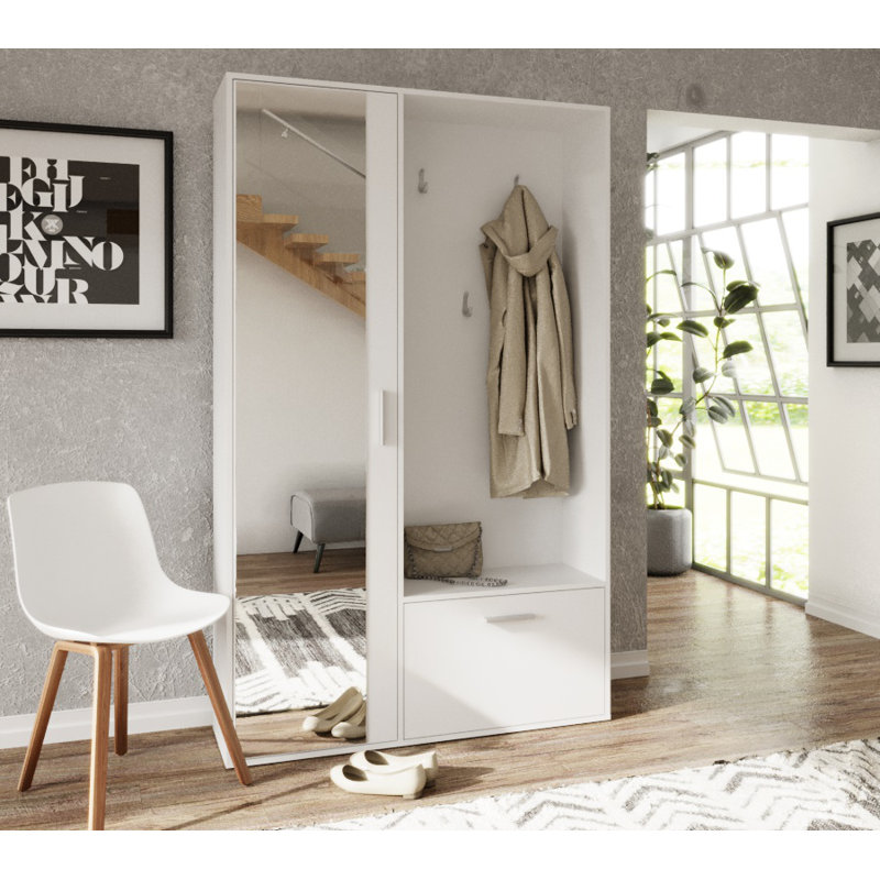 Entrance Wardrobe BIS Hall Tree 120cm Wide with Shoe Storage, White