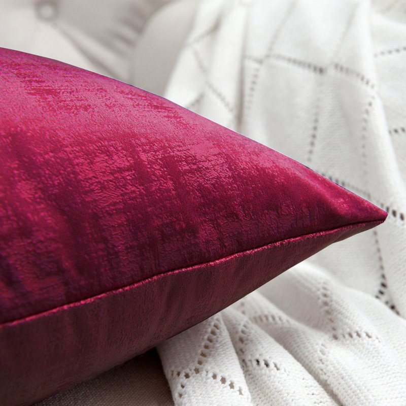 Textured Velvet Throw Pillow Cover, Tango Red
