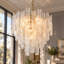 Lustre Kethe à 8 lumières, intensité variable, couleur or glamour, avec verre texturé à la main