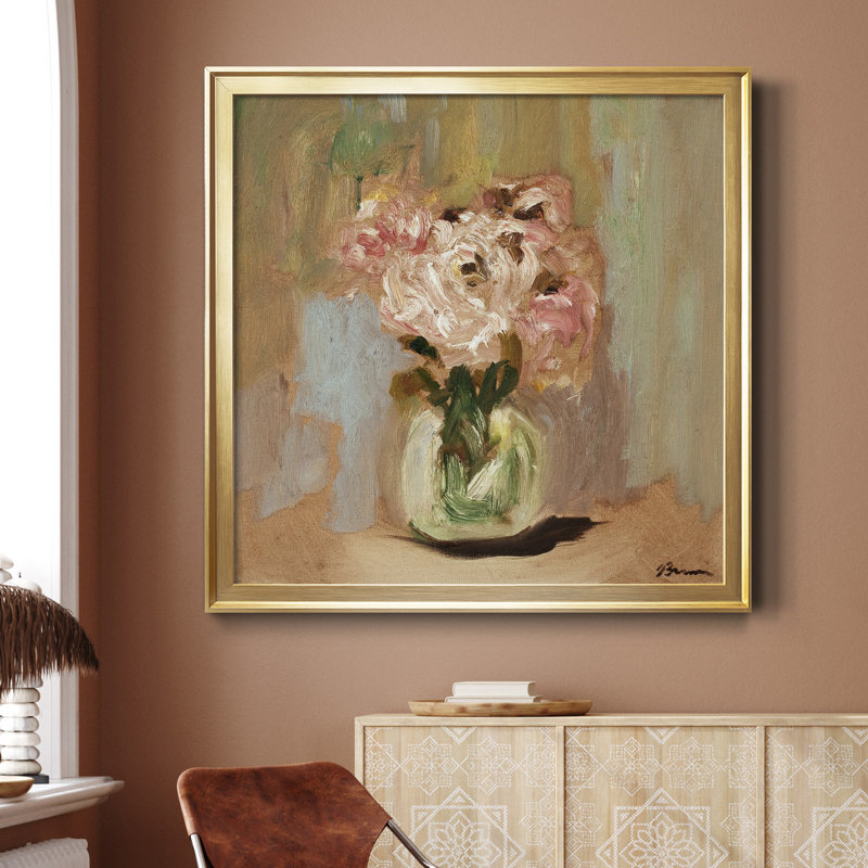 " Perfect Peonies " Painting Print, Gold Framed, 30.5" H x 30.5" W x 1.5" D