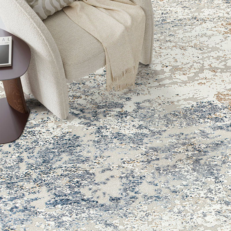 Washable Rug, Anti-Slip Abstract Area Rug, Stain Resistant Rugs for Living Room(Blue), Rectangle 8' x 10'