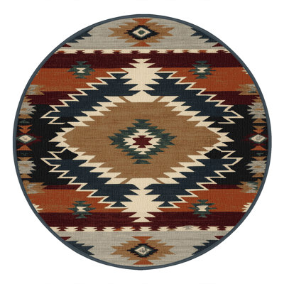 Washable Raven and Crow Southwestern Area Rug