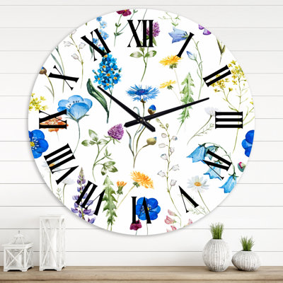Blue Wild Flowers - Traditional wall clock