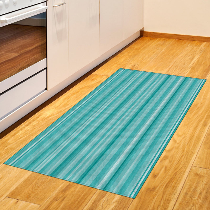 Aqua High Density Long Fiber Poly Threads Decorative Area Rug Carpet, Rectangle 2'7" x 5'