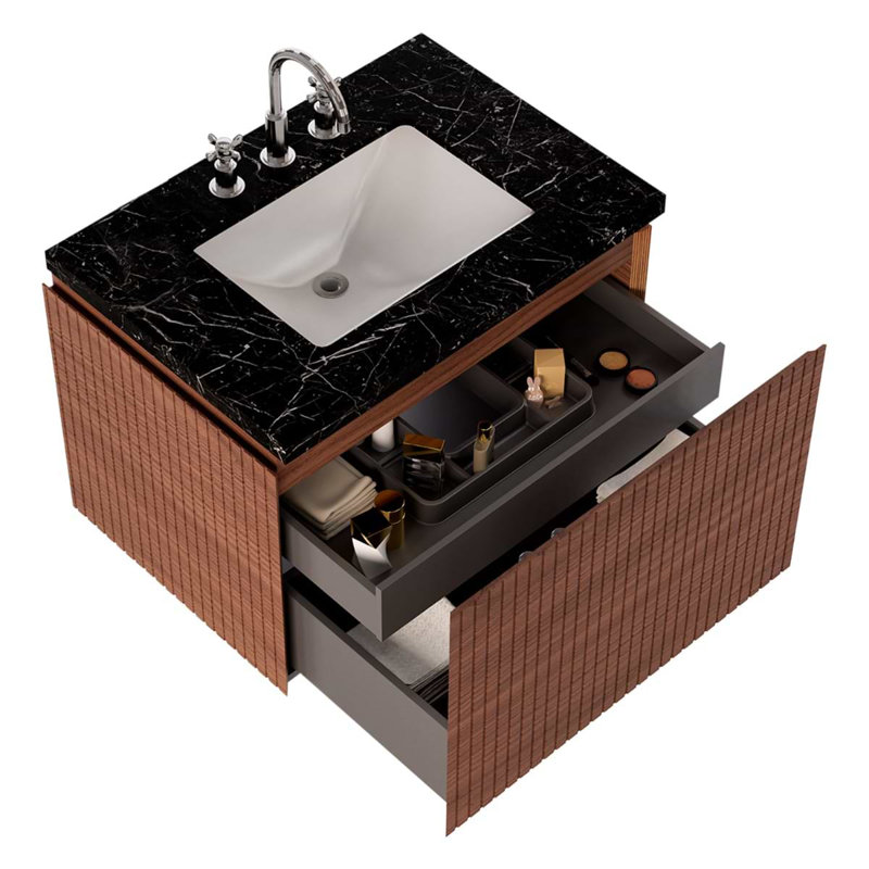 Melrose Single Vanity, 30", Walnut, Black