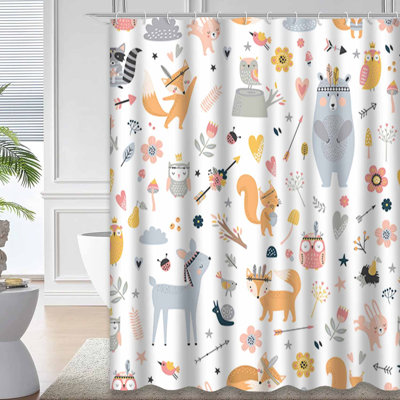 Green Waterproof Shower Curtain,Shower Curtains for Bathroom with 12 Hooks