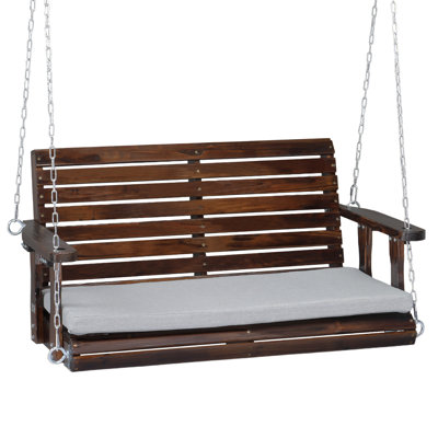 4Ft Patio Wood Porch Swing With Cushion