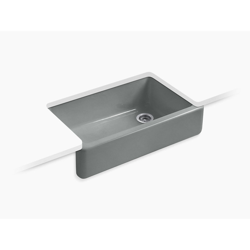 Whitehaven Self-Trimming 36" L x 22" W Farmhouse Kitchen Sink, Basalt