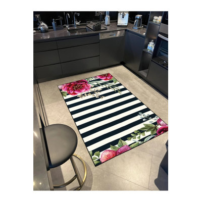 Tapis décoratif géométrique moderne à rayures géométriques