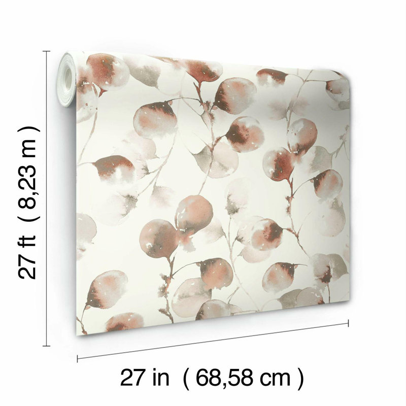 Rouleau de papier peint L 27 po x L 27 po eucalyptus Trail, rouille