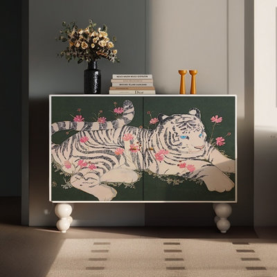 Modern art two-door wooden accent cabinet