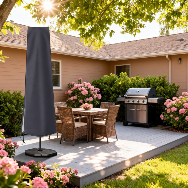 Waterproof Patio Umbrella Cover, Fits 9–12 ft Outdoor Umbrellas, 1-Pack, (Dark Grey), Dark Gray