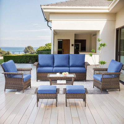Hemi Wicker 5 - Person Patio Conversation Set with Cushions