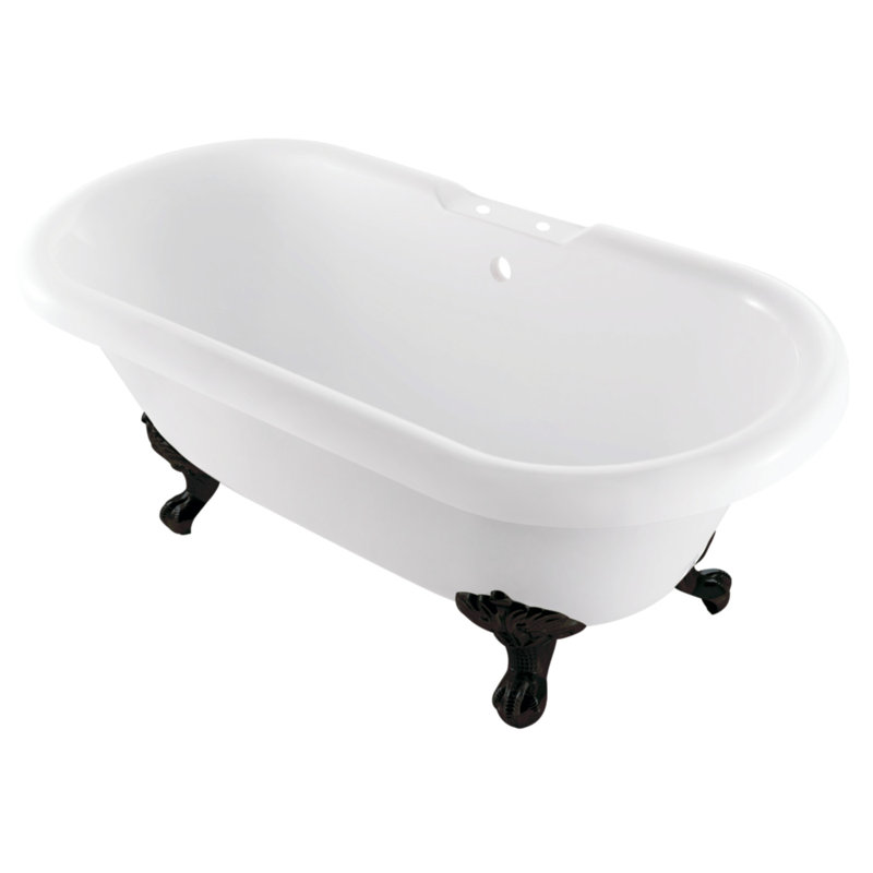 Baignoire sur pattes ovale en acrylique à double extrémité 67 po Kingston Eden, Noir mat