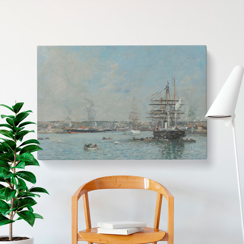 Ship In Le Havre by Eugene Boudin - Wrapped Canvas Painting, 40cm H x 60cm W x 3cm D