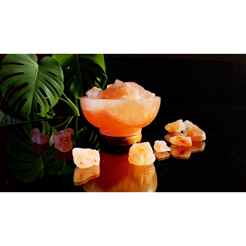 Large Natural Himalayan Salt Lamp with Wooden Base