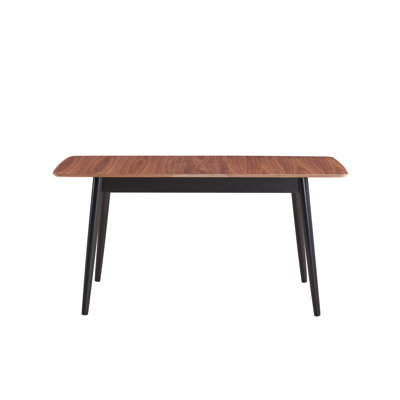 Table de salle à manger à finition naturelle et noire Lanae (rallonge Bufferfly)
