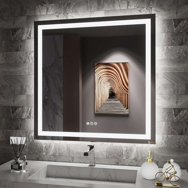 Frameless LED Anti-Fog Bathroom Vanity Mirror with Dimmable Lights