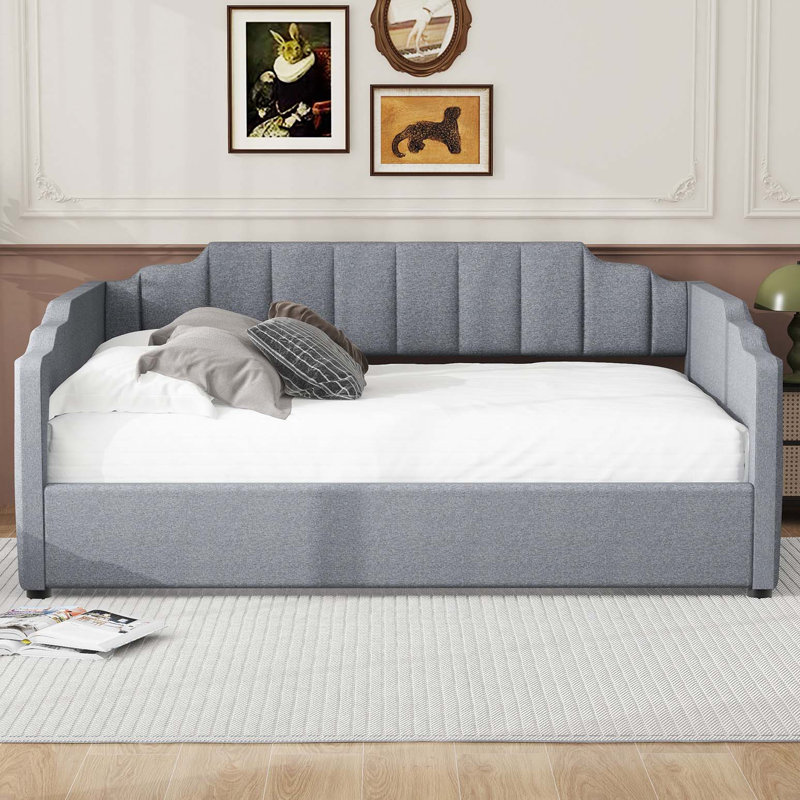 Upholstered Daybed with Underneath Storage,Full Size, Gray