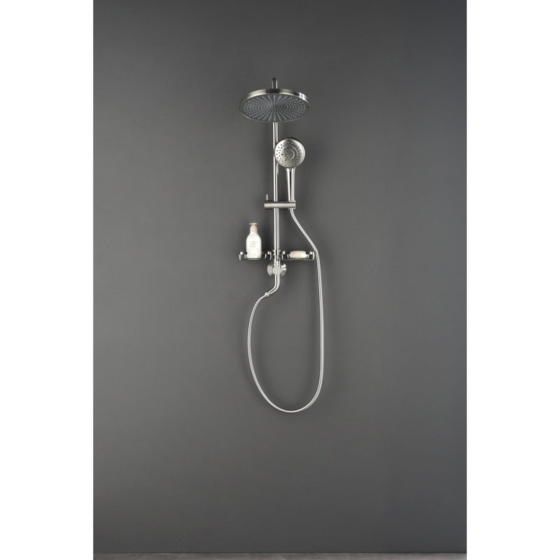10" Rain Showerhead Integration With 4 Hand Shower, Adjustable Slide Ring And Soap Basket In Mixture Zip