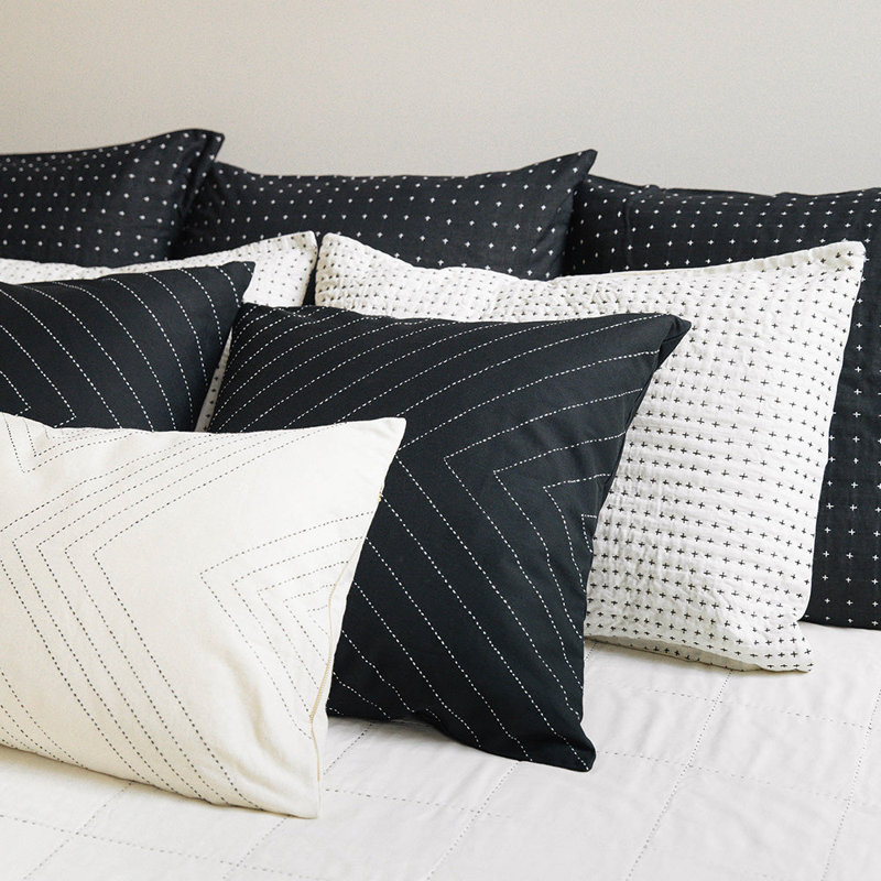 Polka Dots 100% Cotton Sham, Charcoal/White