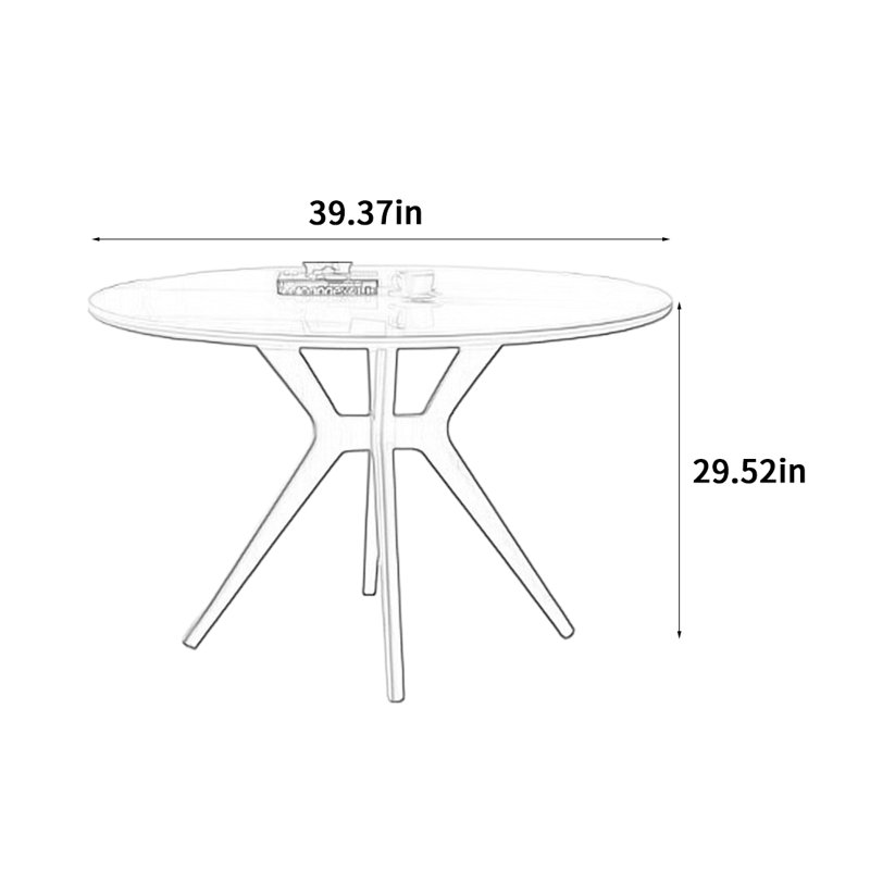 Cream Style Round Dining Table, 29.52"H x 39.37"L x 39.37"W