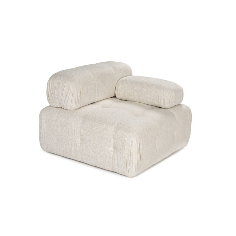 Élégant canapé 1 place crème, 39,4 x 39,4 x 31,5 pouces | Tissu 100% polyester, bois de hêtre et structure en carton gris | 28 dos en mousse gris doux et dos en mousse de silicone | Nettoyage à sec et conception élégante pour les salons modernes
