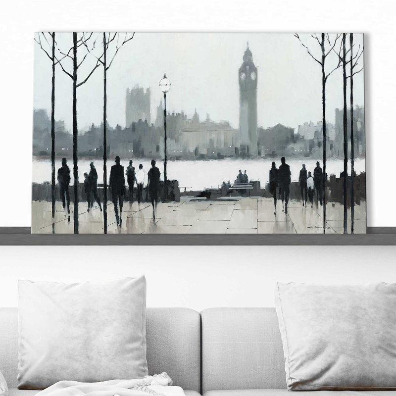 Morning London par - Peinture, Toile tendue, H 36 po x l 60 po x P 1,5 po