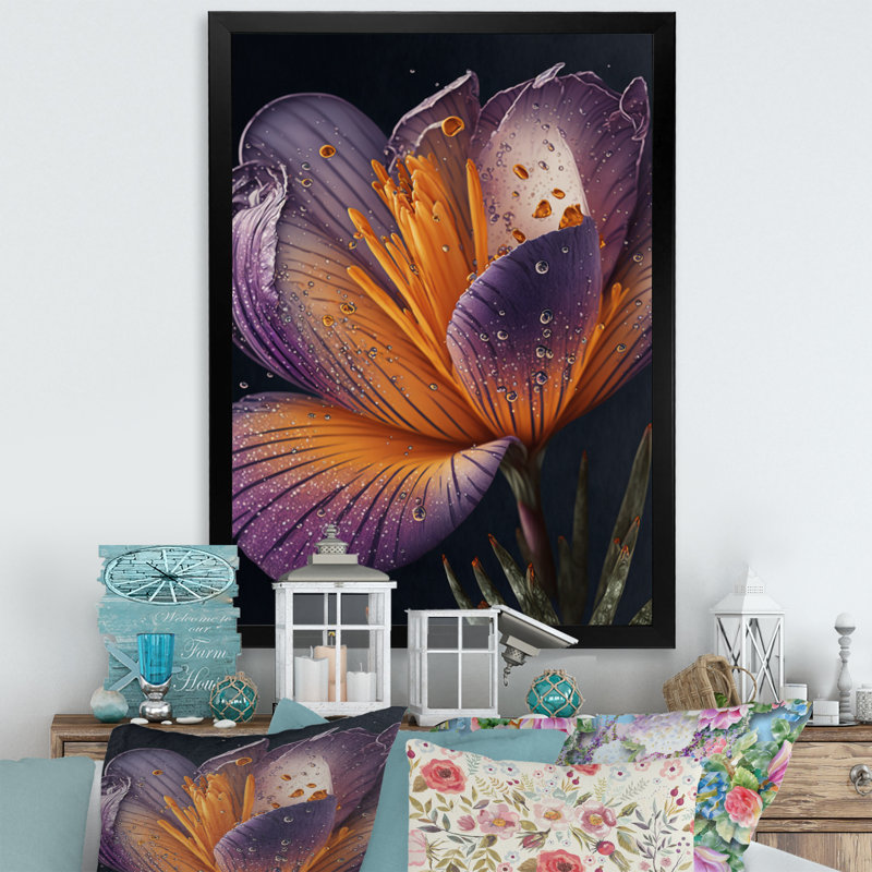 Blooming Crocus II - photographie sur toile, Impression noire sur toile encadrée, H 20 po x l 12 po x P 1 po