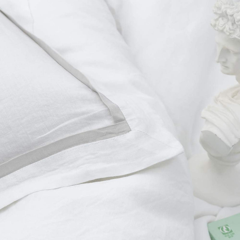 100% Linen Duvet Cover Set Comforter, White, Full Duvet Cover + 2 Standard Pillowcases