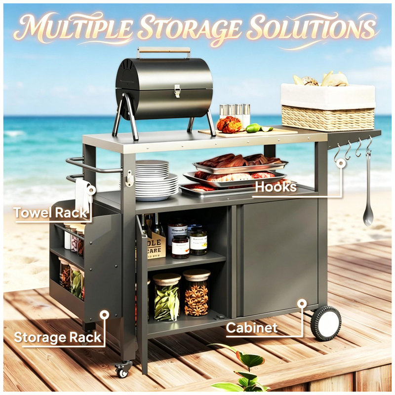 Convenient Kitchen Island,Movable Grill Cart Table,Oven Table,Versatile Bar Cart