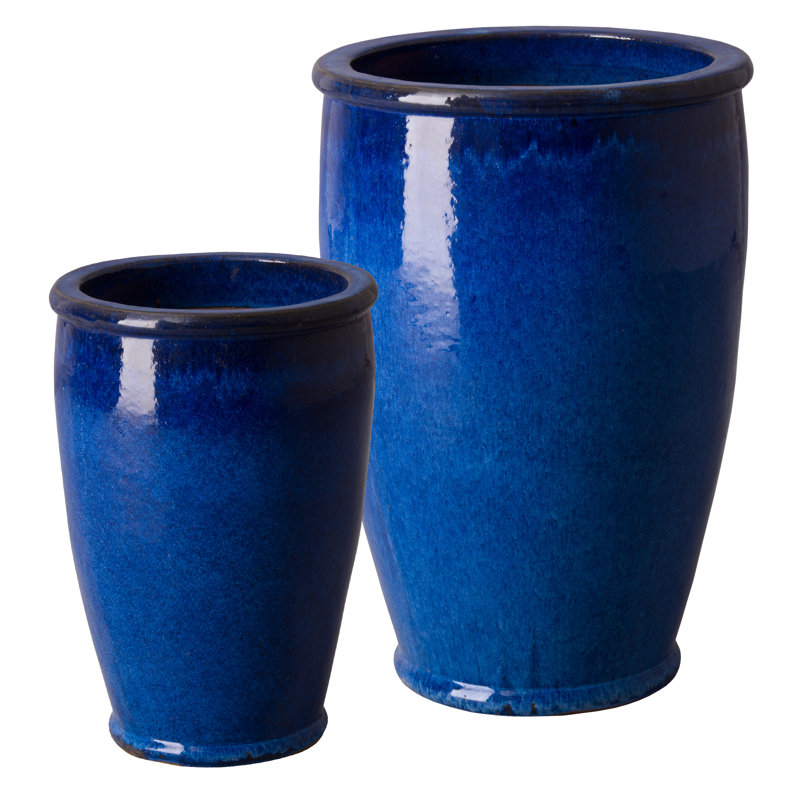 POT DE FLEURS ROND, BLEU S / 2 13X20; 18 x 27 po H
