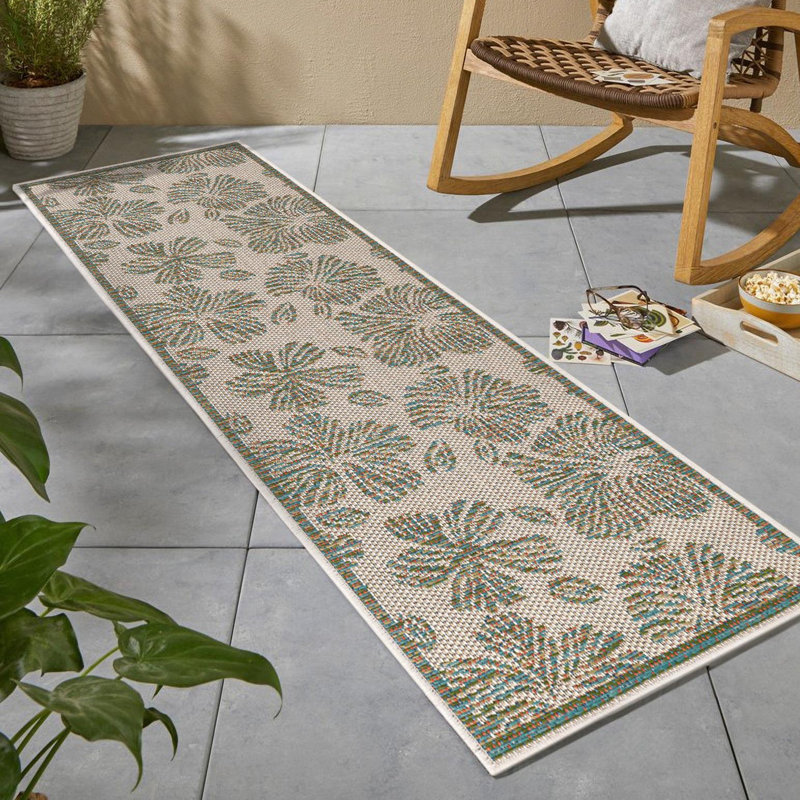 Floral Indoor / Outdoor Rug, Runner 2' x 8'