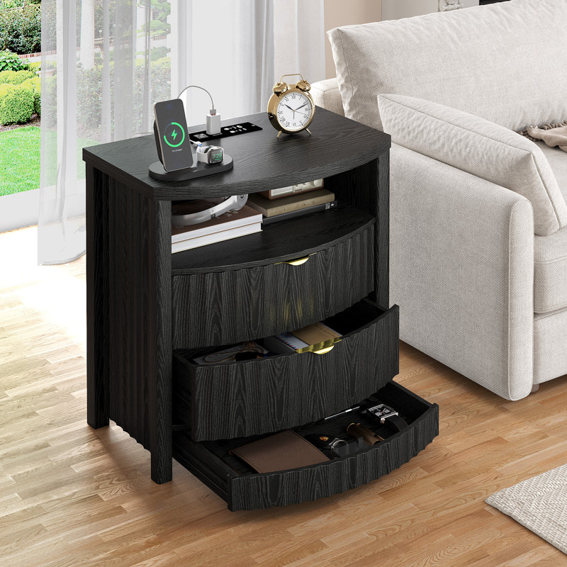60cm W Bedside Table, Black