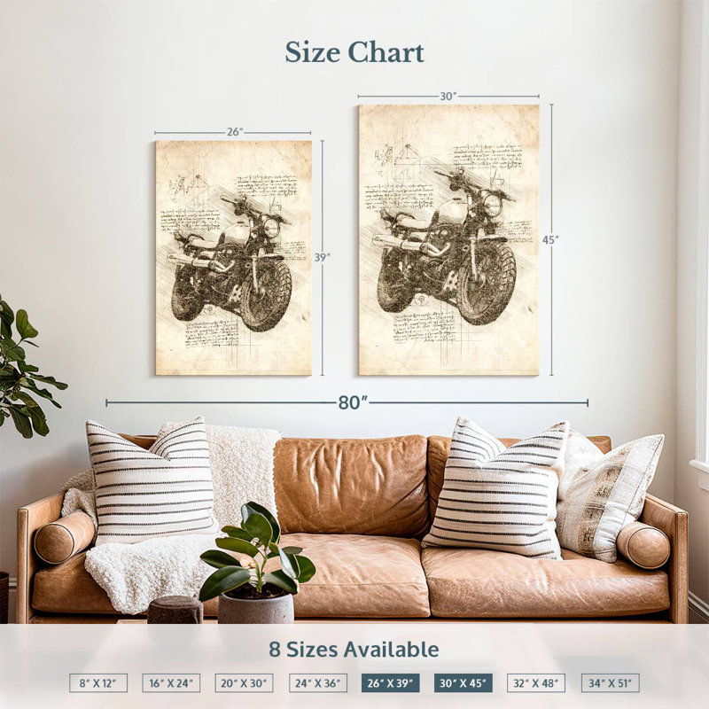 Laelle Old Motorcycle Sepia, 39" H x 26" W