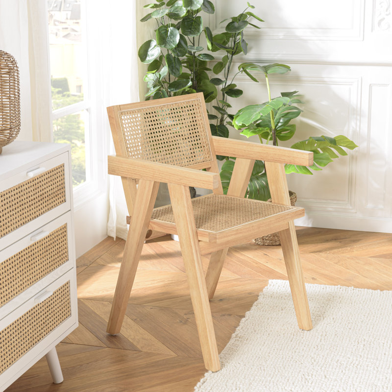 AGATHE Upholstered Armchair, Light Hevea Wood