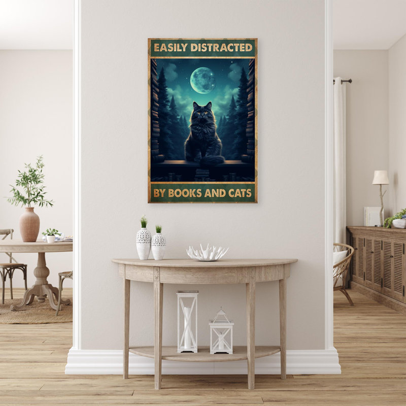 Livres et chats sur toile, H 20 po x l 16 po x P 1,25 po