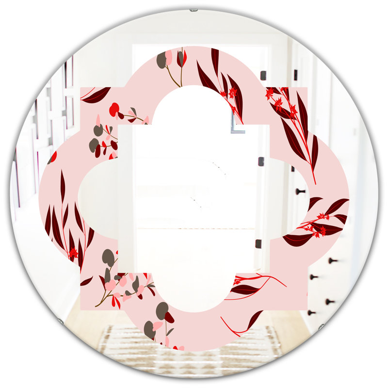 Miroir mural Quatrefoil Glam, H 23,6 po x l 23,6 po, Eucalyptus floral quadrilobe brillant II