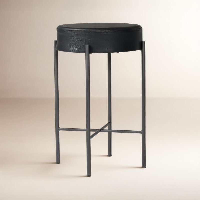 Nocona Bar Stool, Bar Stool (30" Seat Height), Leather - Black