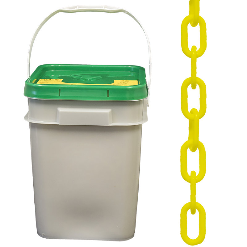 Chaîne de sécurité en plastique dans un seau, H 1,93 po x l 1920 po x P 0,23 po, Jaune
