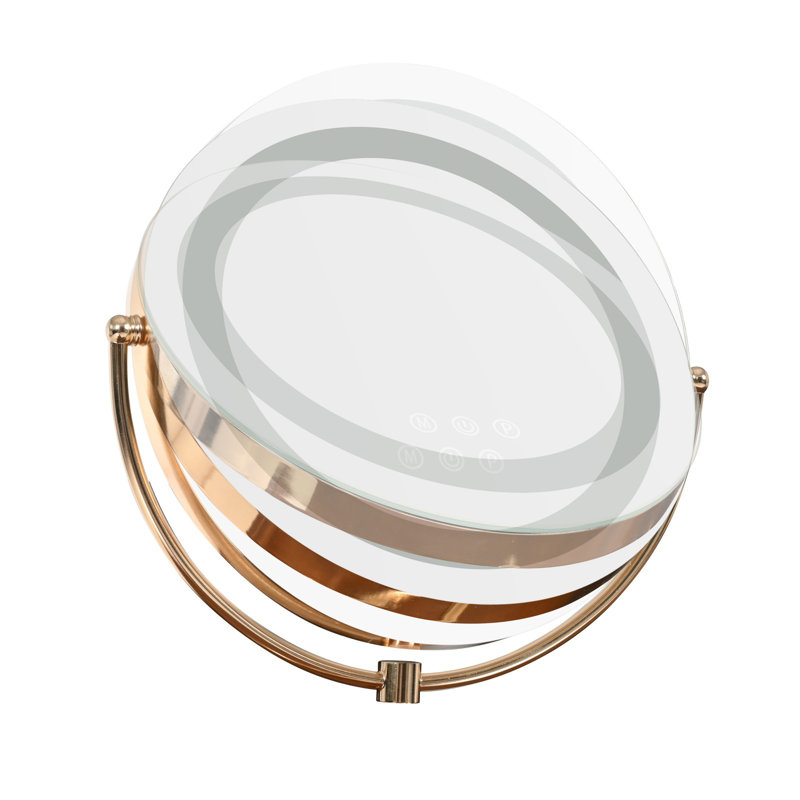 Coiffeuse de maquillage avec miroir à trois volets DEL, tiroir et tabouret
