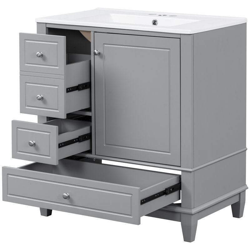Meuble-lavabo 30 po avec lavabo, Gris