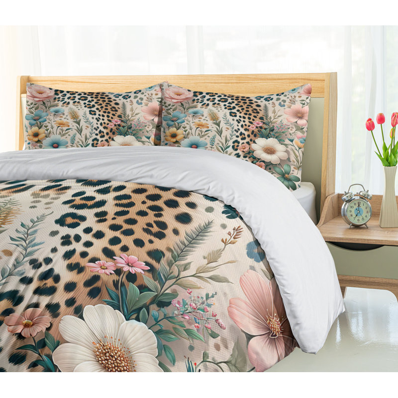 Leopard Print Duvet Cover, Queen Duvet Cover + 2 Standard Shams