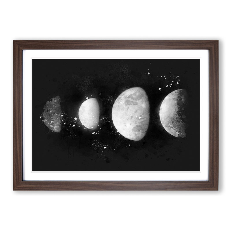 Moons Of Jupiter Paint Splash - Picture Frame Graphic Art, Walnut Framed, 33cm H x 45cm W x 2cm D