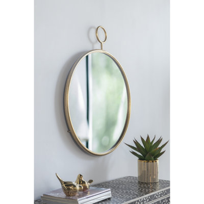 Miroir circulaire en métal doré 26,4X1,8X32,3 pouces - Embellir le salon, le vestibule, le bureau avec reflet transparent, cadre encadré